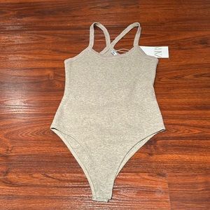 Zara beige racerback bodysuit